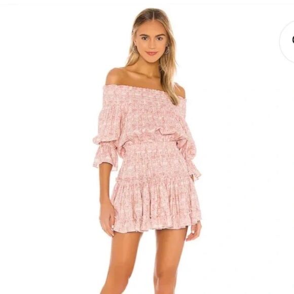 New MISA Los Angeles Darla Light Pink Linen Mini Dress Small Revolve - Picture 1 of 15
